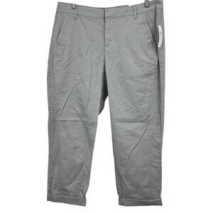 Style & Co Mid Rise Eyelet-Trim Womens Capri Pants Size 12 Gray New